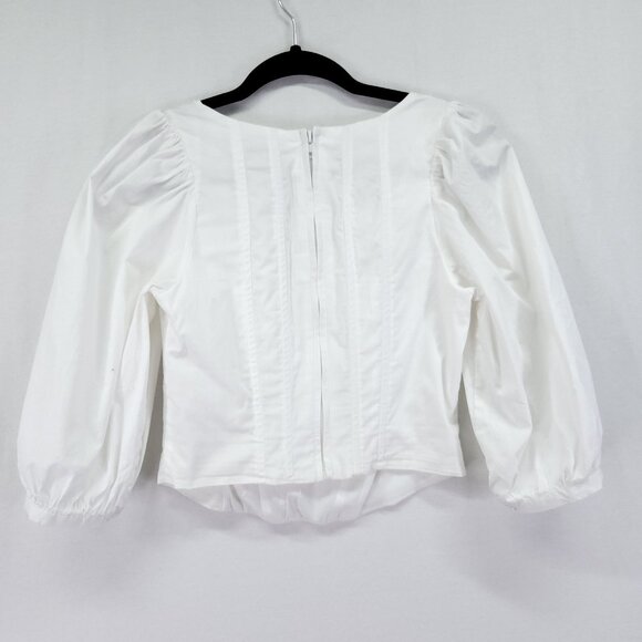 Jason Wu Corset Peasant Top Womens Small White Puffy Sleeve Full Zip Back - Picture 2 of 14